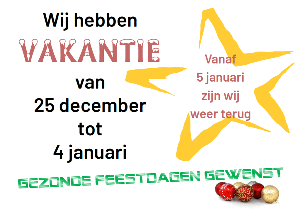 Mededeling kerstvakantie 2025
